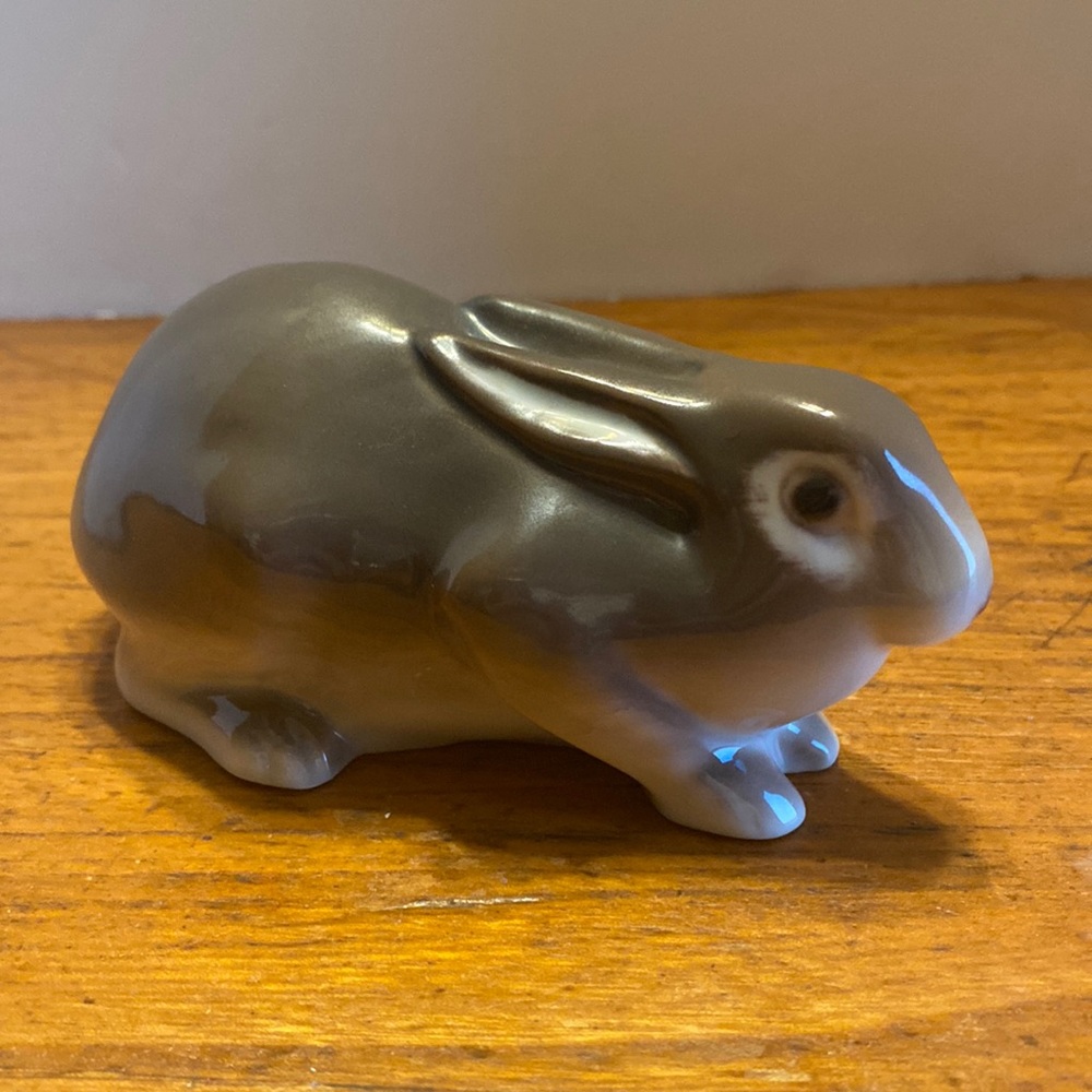 Vintage Bing & Grondahl marked light brown sitting ears down rabbit figurine